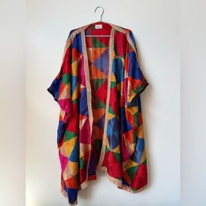 11. Handmade kimono -MULTI Triangle- Upcycled material reworked cover up